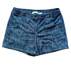 SANDRO Black Gray Cotton Blend Shorts Sz 10‎ Denim Look Front Pockets Buttons